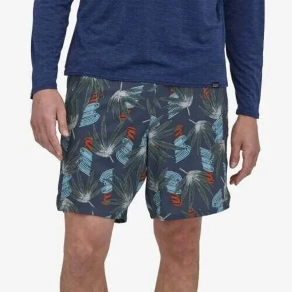 Patagonia Men's Nine Trails 8" Inseam Lined Floral Navy Blue Shorts Sizes S - M - Picture 3 of 5